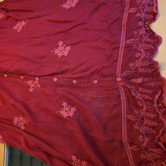 Johnny Was Red Embroidered Midi Dress. 39" long, chest is 22". - Picture 6 of 13